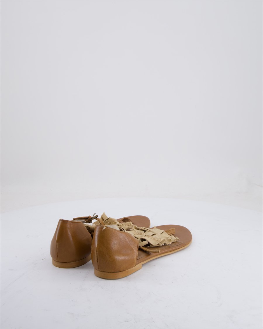 Zara Sandals Cloth Beige Eu 39