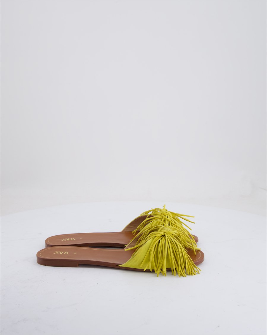 Zara Sandals Suede Lime Eu 39