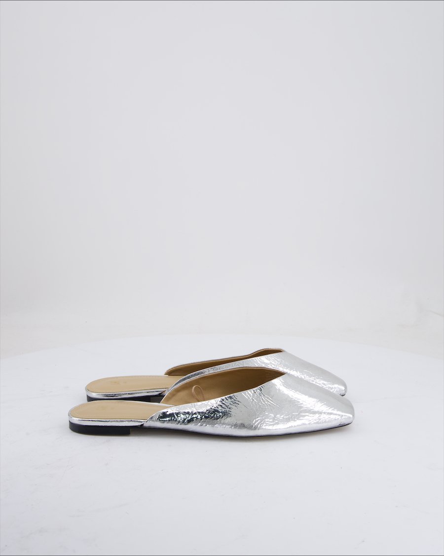 H&M Flats Polyurethane Silver Eu 40
