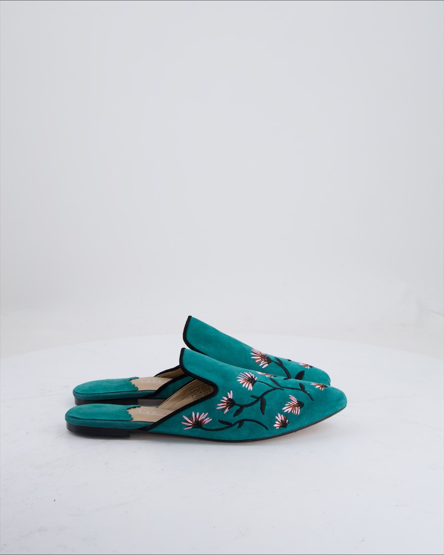 Lazzarini Flats Cloth Petroil Green Eu 38
