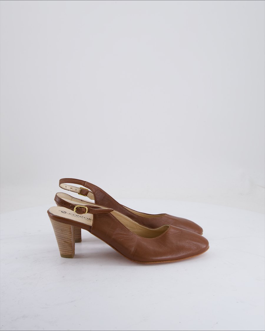 Confort Heels Leather Brown Eu 39.5