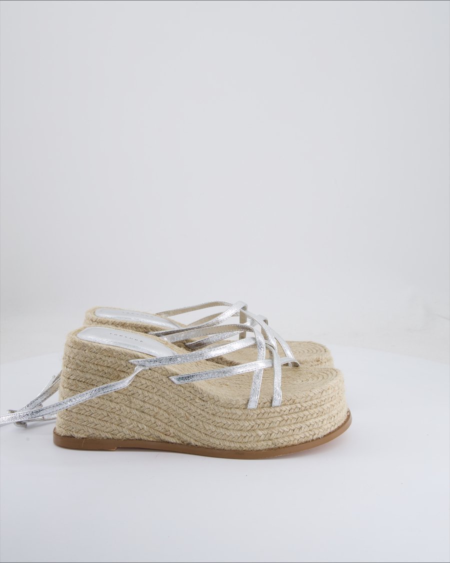 Topshop Espadrilles Leather Silver Eu 40