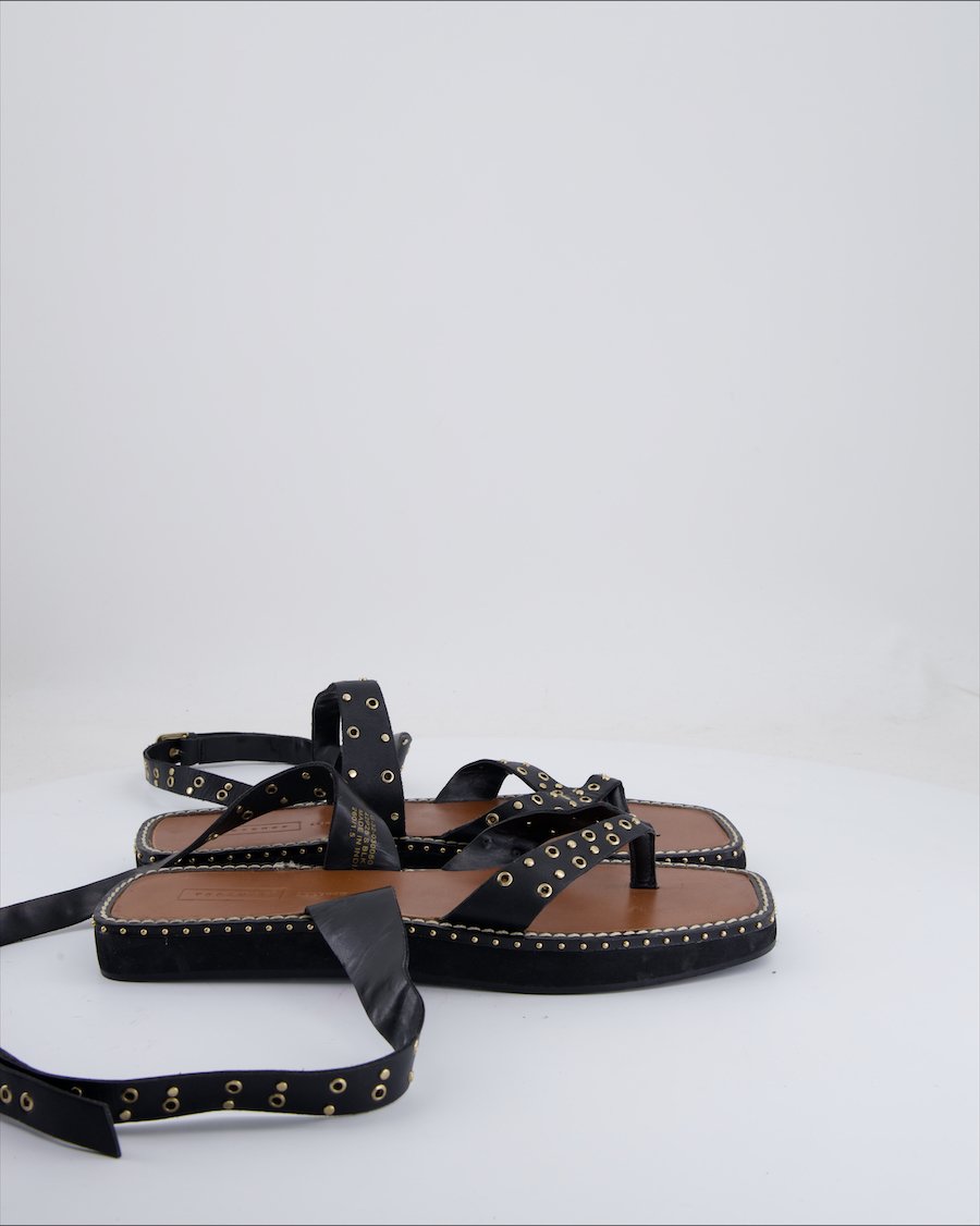Top Shop Sandals Leather Black Eu 41