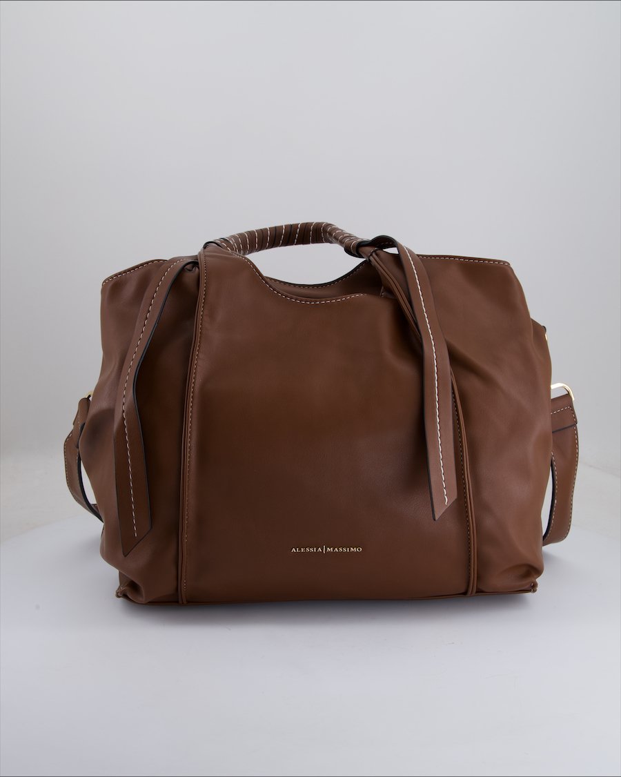 Alessia Massimo Shoulder Bag Polyurethane Brown