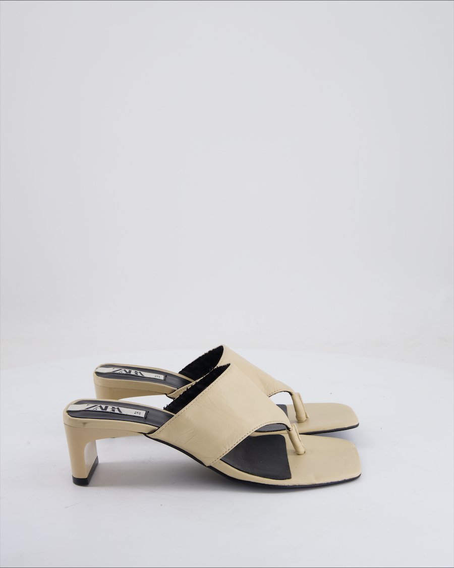 Zara Heels Polyurethane Beige Eu 36
