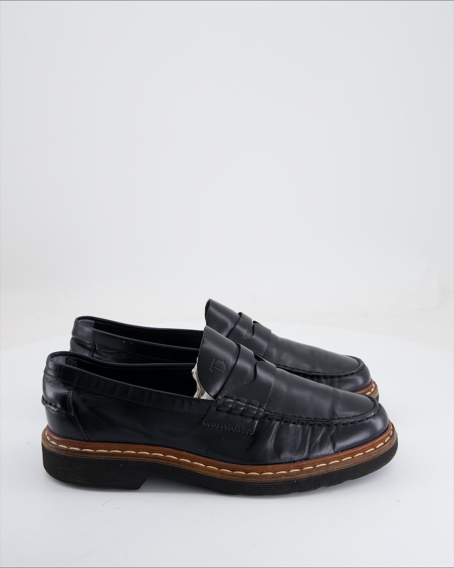 Tod's Flats Leather Black Eu 42