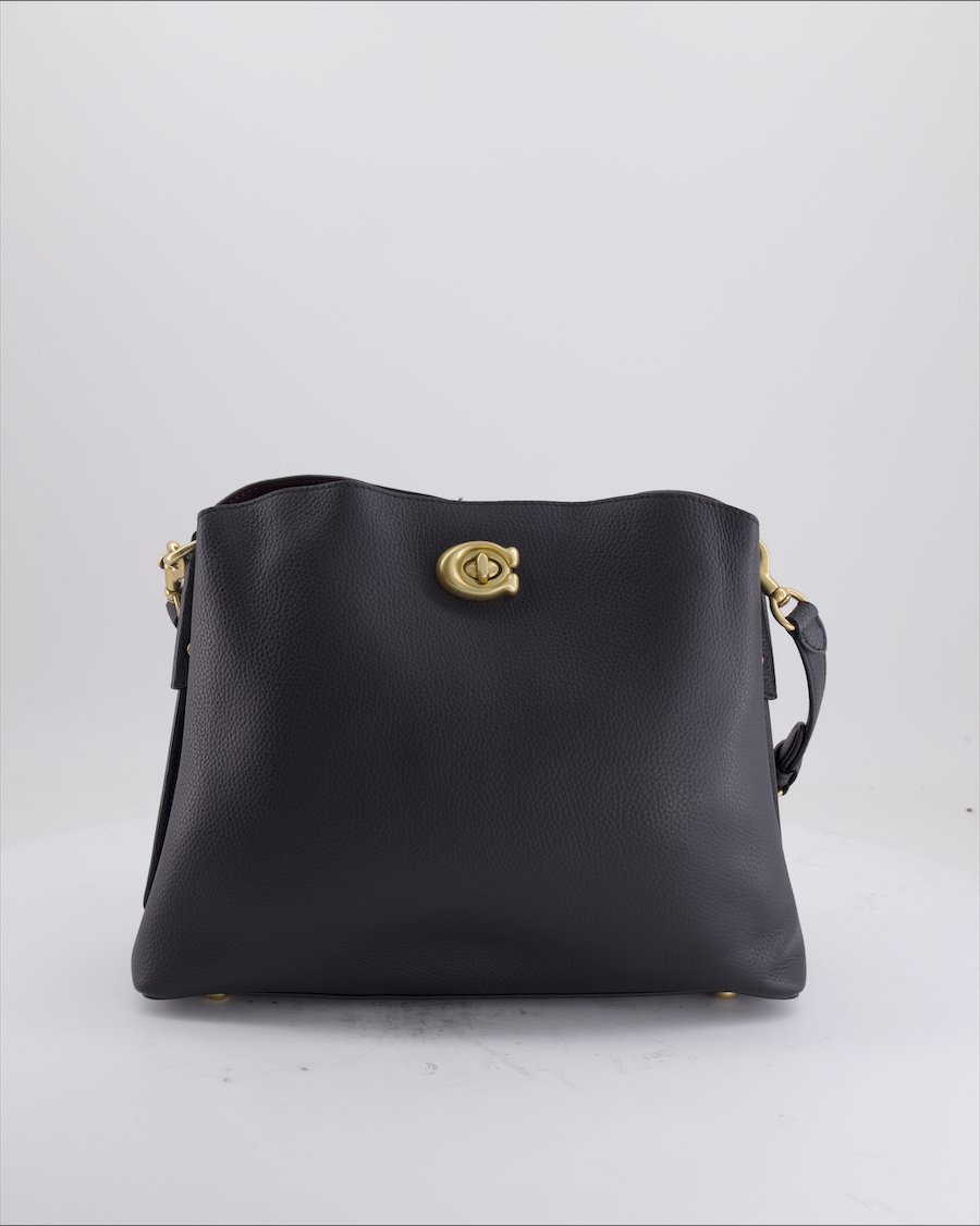 Coach Shoulder Bag Leather Black