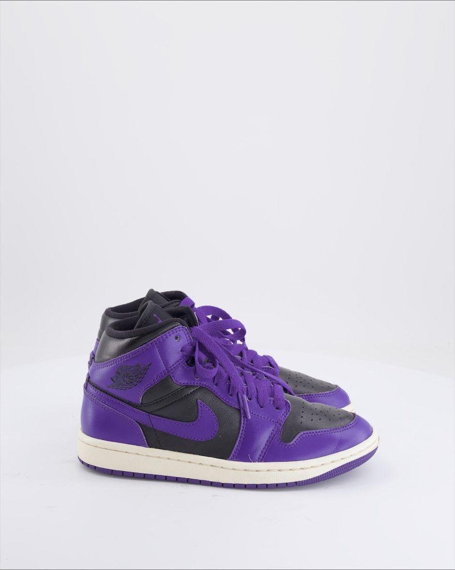 Jordan 1 Mid Trainers Leather Purple Eu 37.5