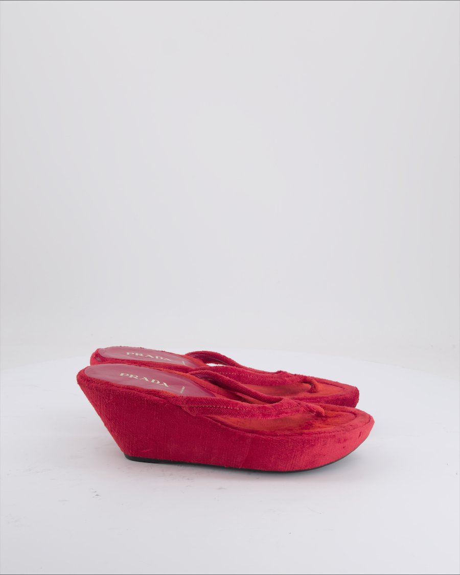 Prada Sandals Velvet Red Eu 39