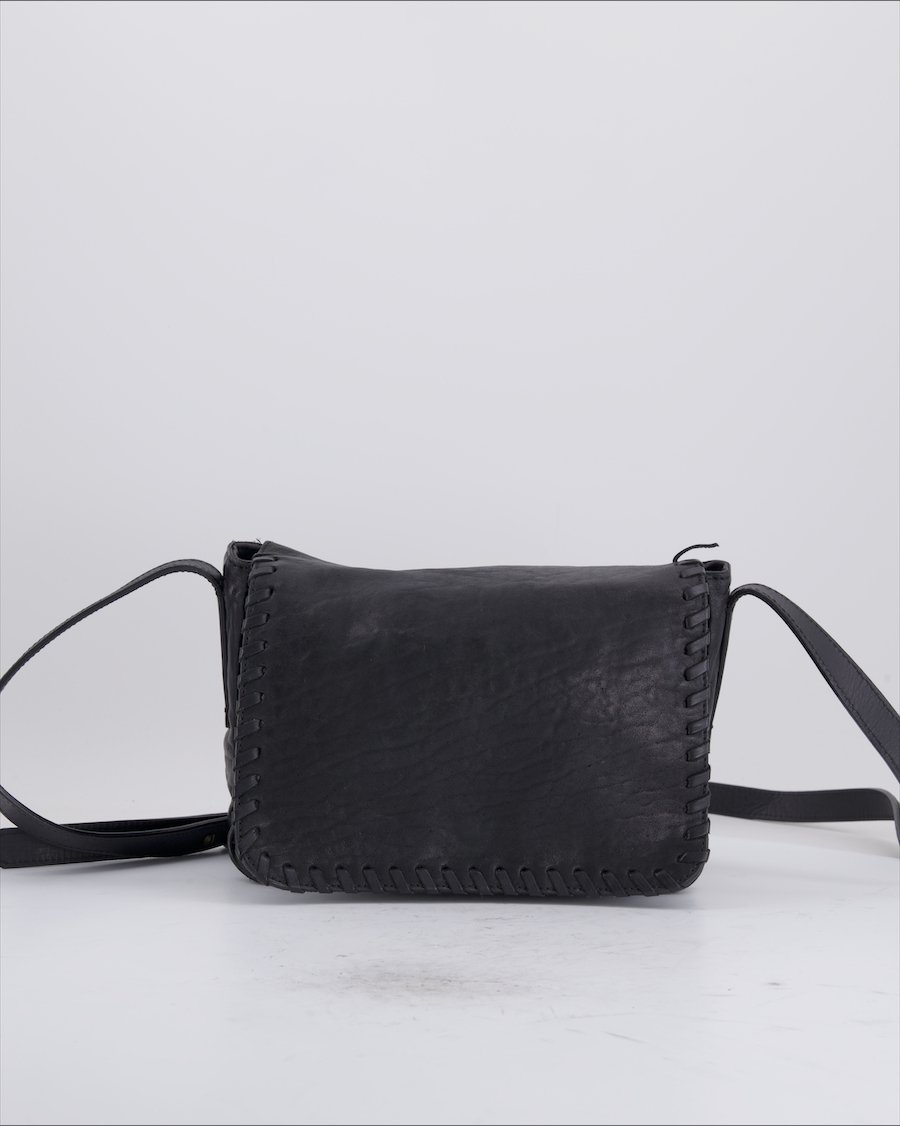 Massimo Dutti Crossbody Bag Leather Black