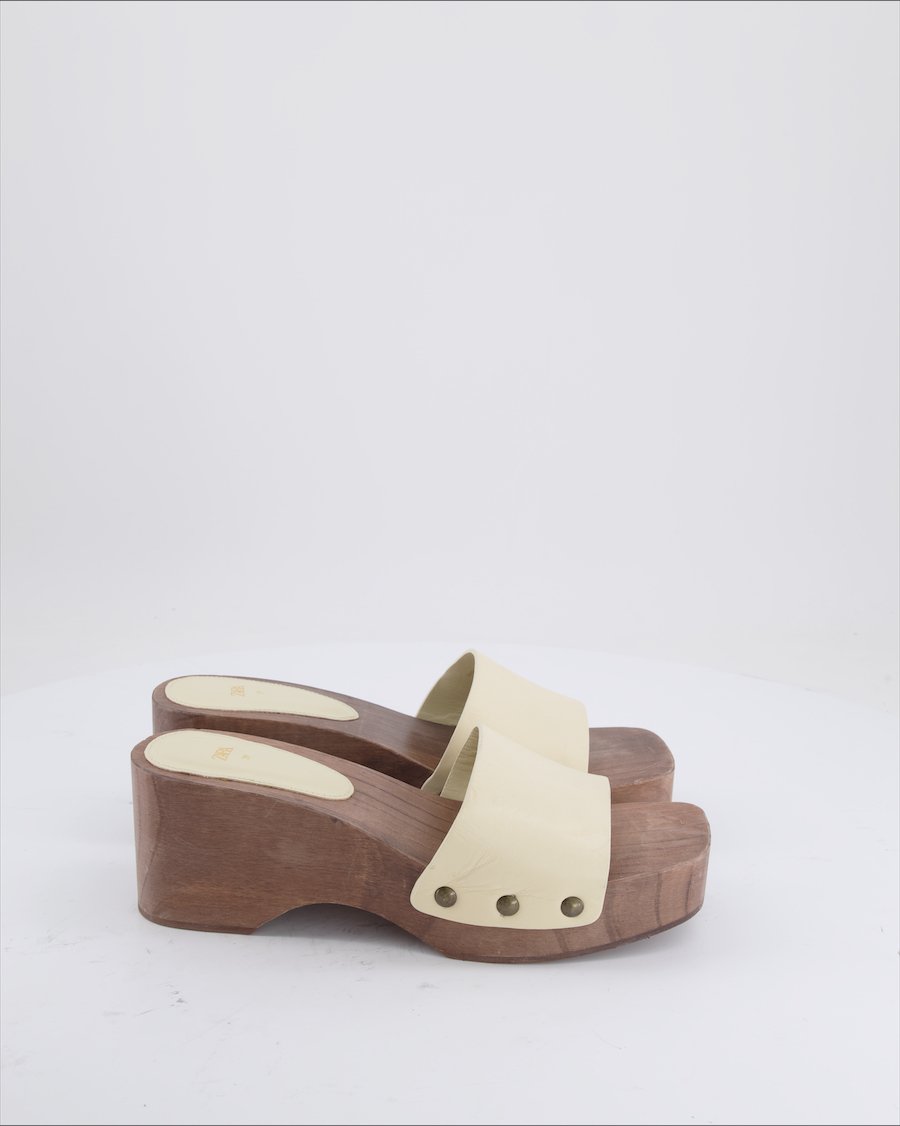 Zara Sandals Leather Beige Eu 39