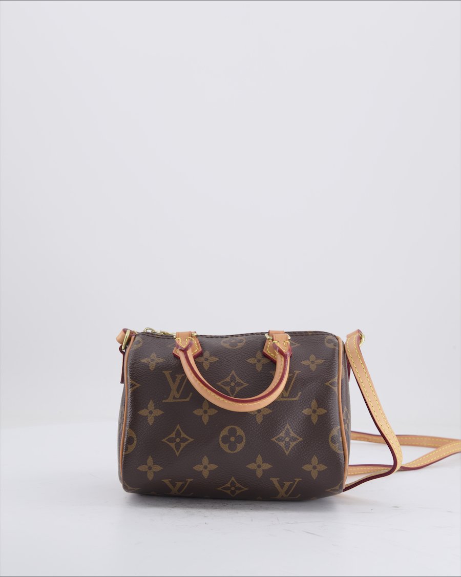 Louis Vuitton Nano Speedy Handbag  Leather Brown