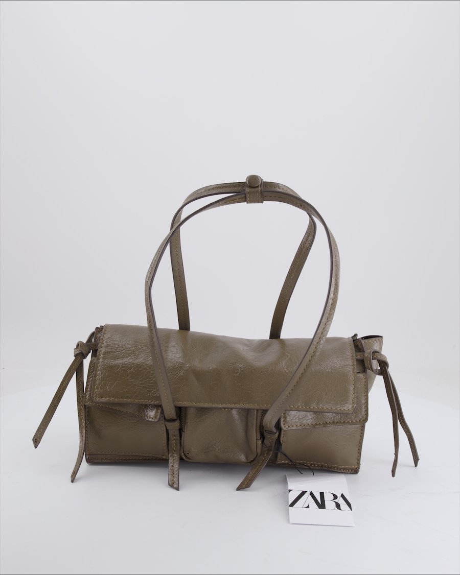 Zara Shoulder Bag Polyurethane Khaki