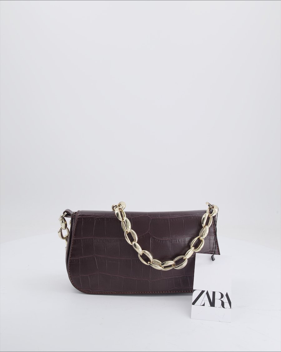 Zara Shoulder Bag Polyurethane Brown