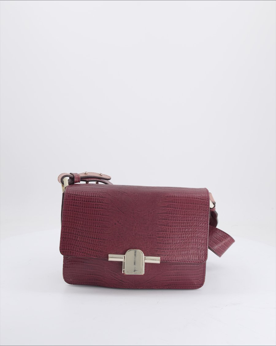Massimo Dutti Crossbody Bag Leather Burgundy