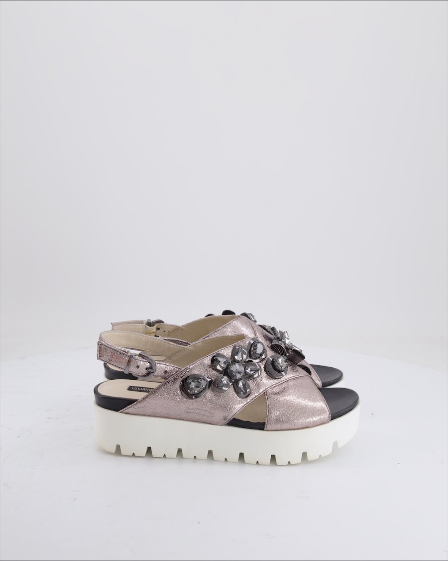 Luciano Barachino Sandals Leather Silver Eu 38