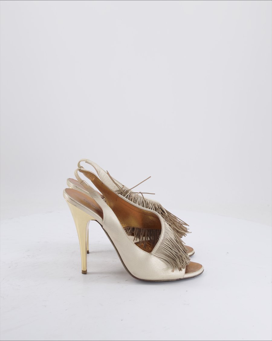 Roberto Cavalli Heels Leather Gold Eu 39