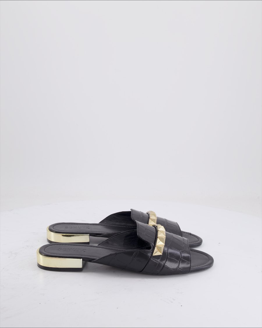 Schutz Sandals Leather Black Eu 41