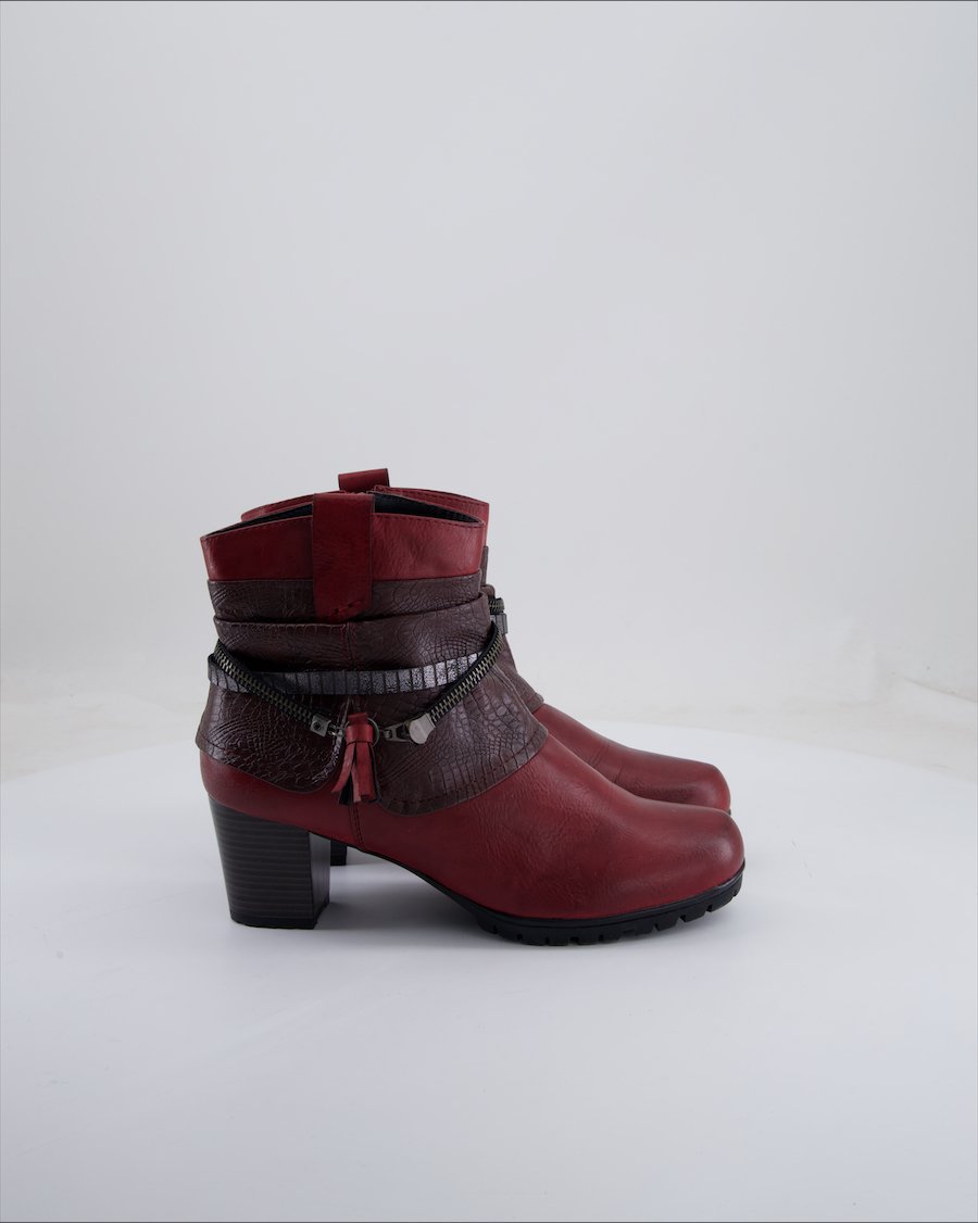 Rieker Ankle Boots Leather Burgundy Eu 39
