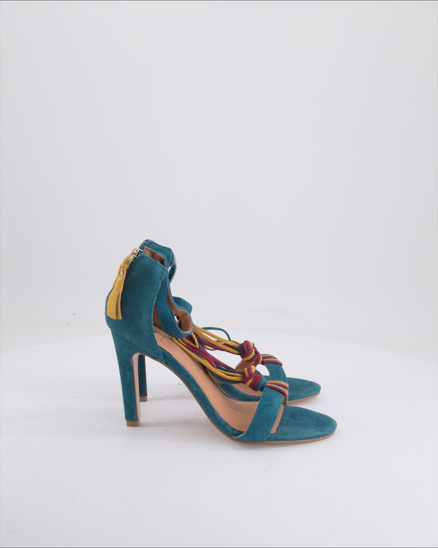 R Studio Heels Suede Petroil Green EU 39