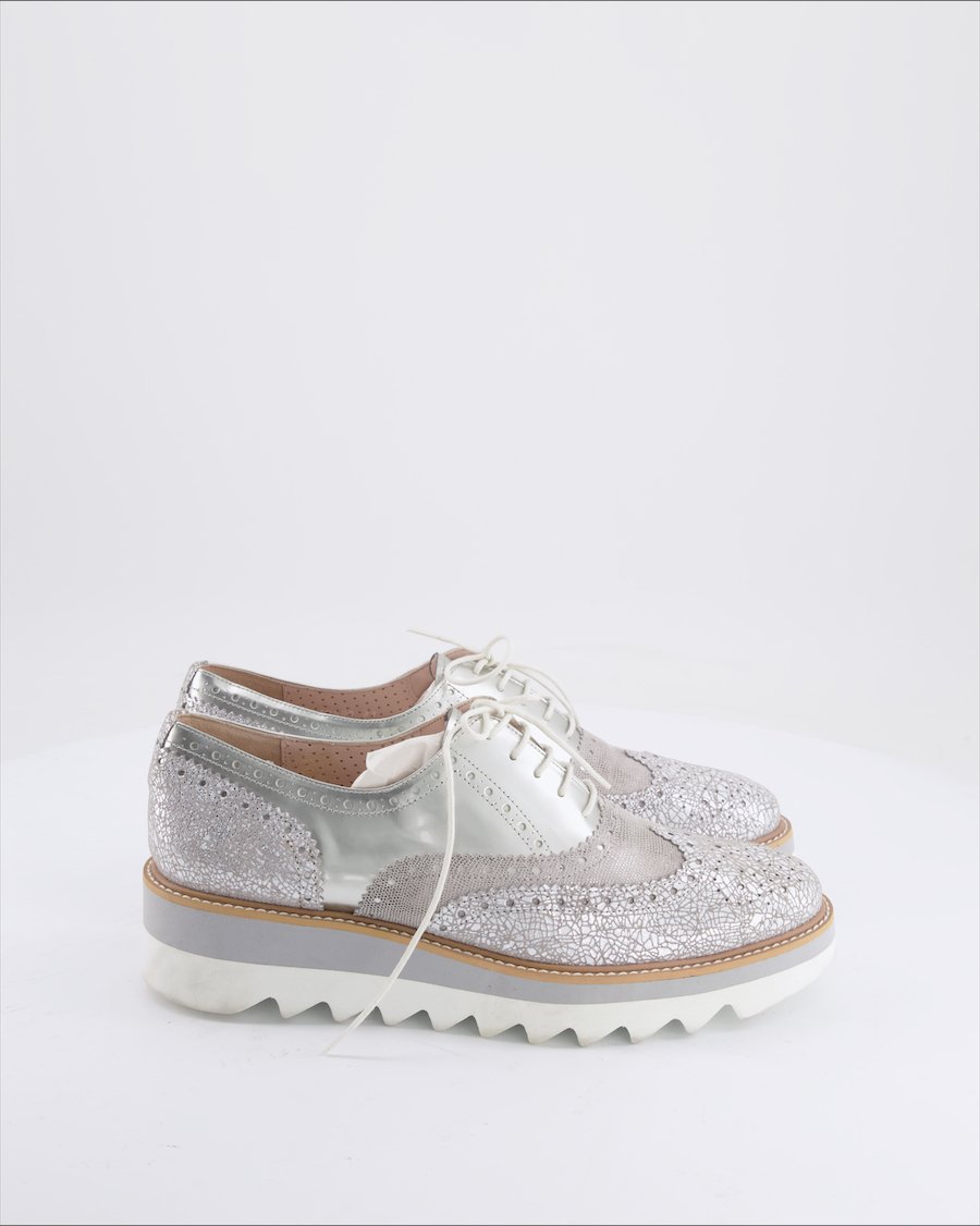 Pertini Lace Ups Leather Silver Eu 41
