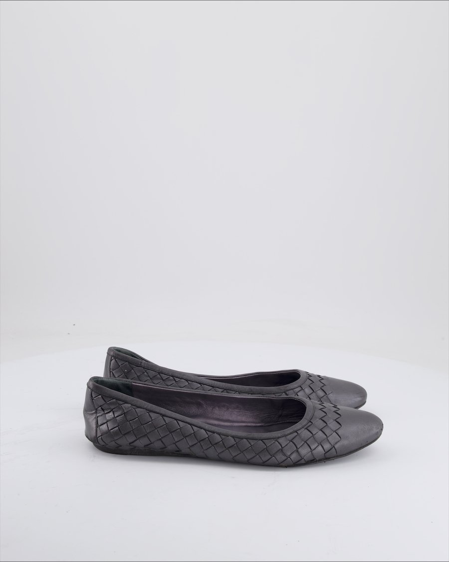 Bottega Veneta Ballet Flats Leather Anthracite Eu 39
