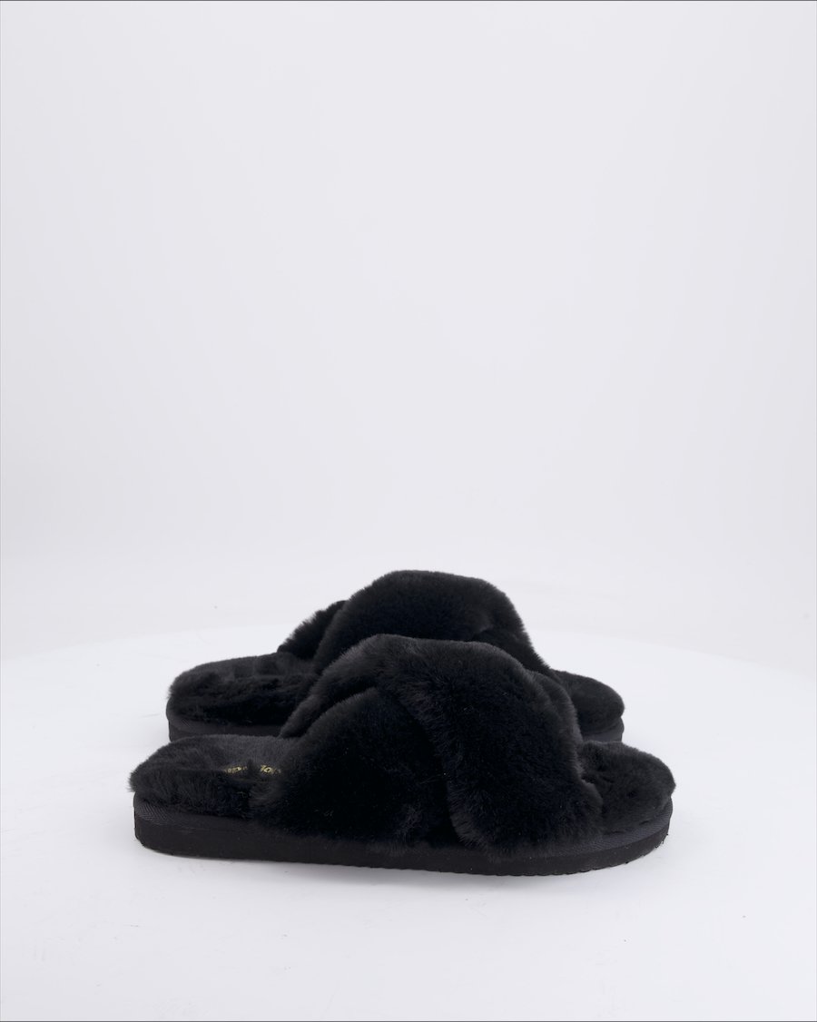 Flip Flop Sandals Faux Fur Black Eu 39