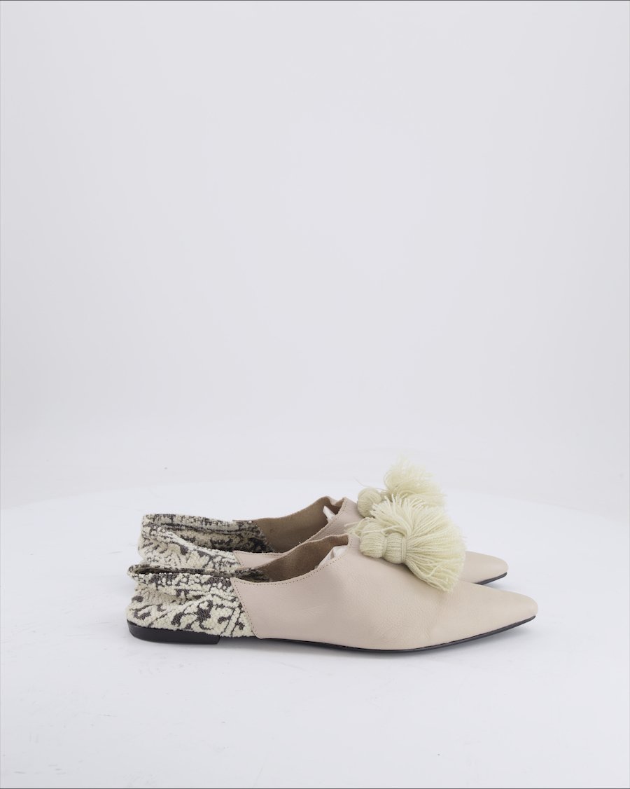 Zara Ballet Flats Leather Beige Eu 37