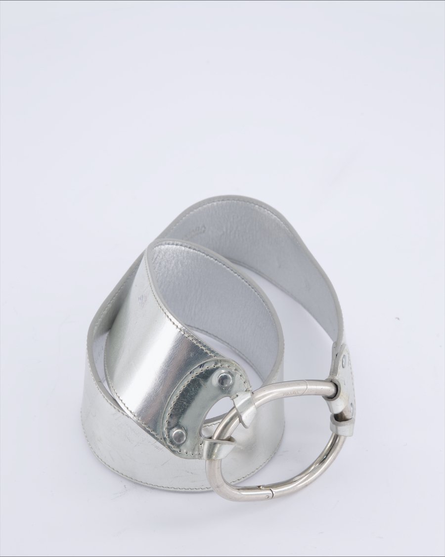 Prada Belts Leather Silver 80 cm