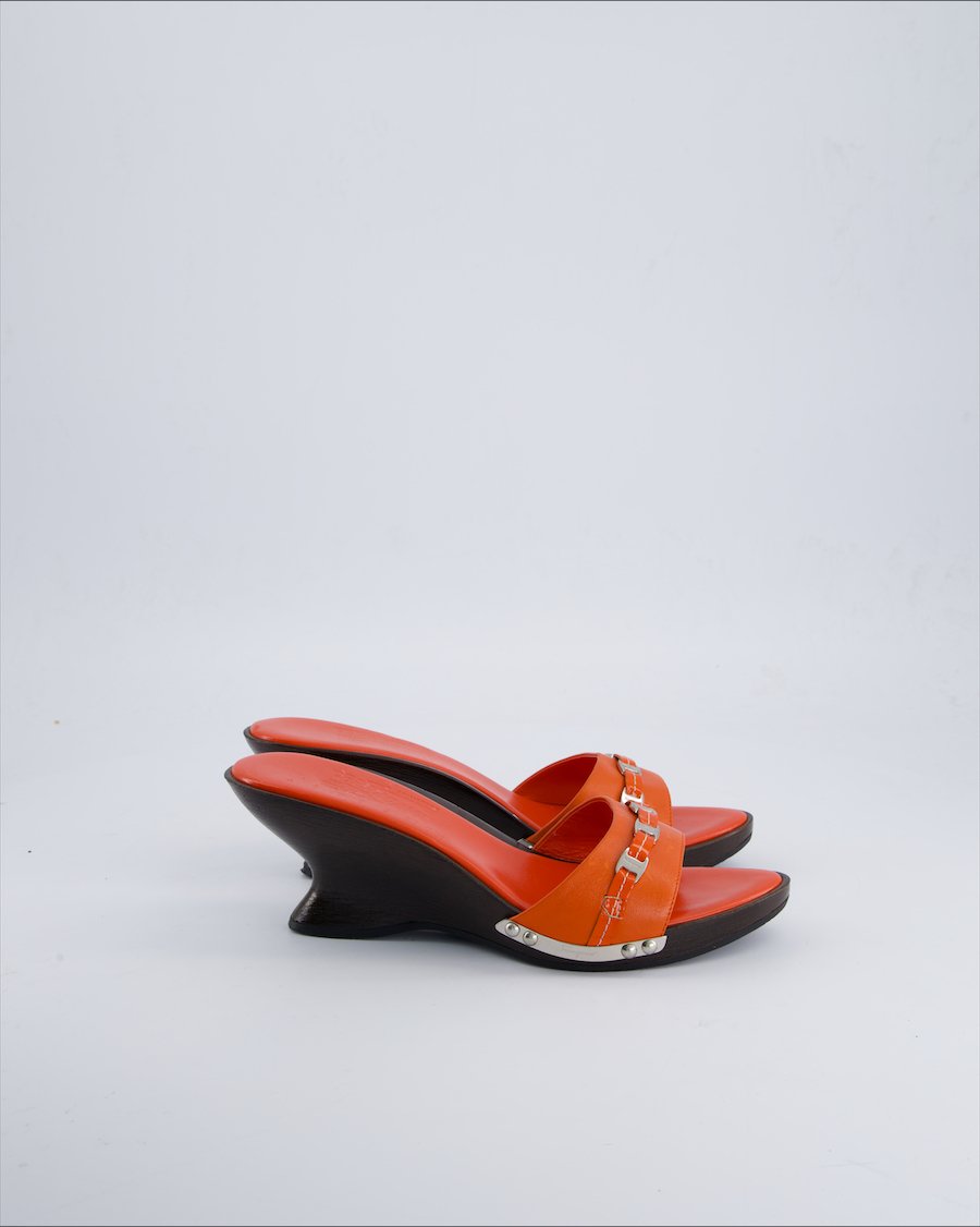 Salvatore Ferragamo Sandals Leather Orange 39 EU