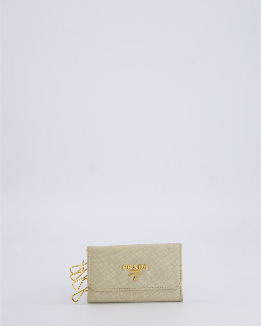 Prada Keychain Leather Beige