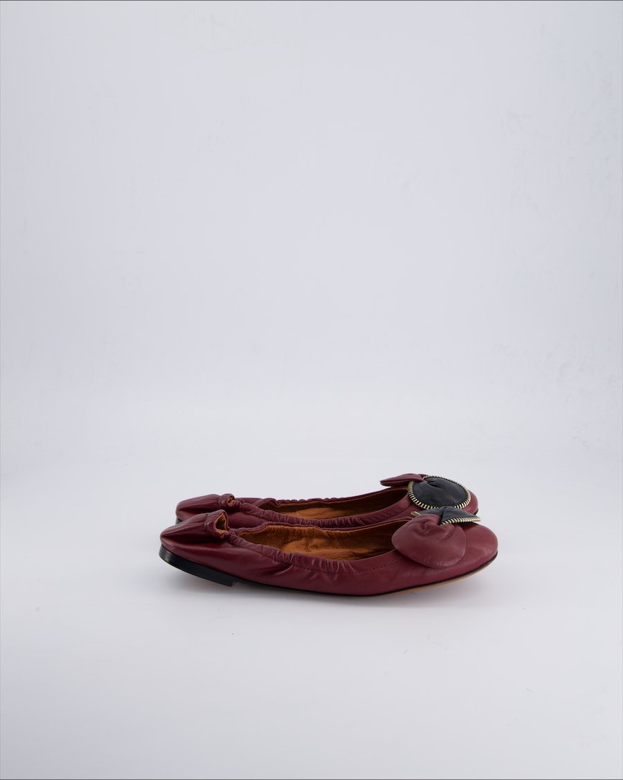 See By Chloe Ballerinas Leather Burgundy 39 EU