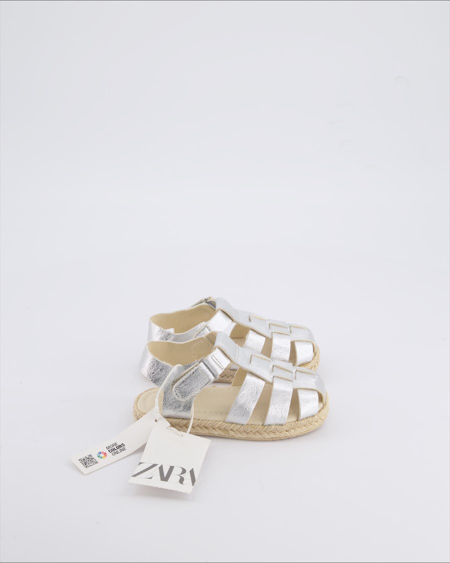 Zara Sandals Leather Silver EU 22