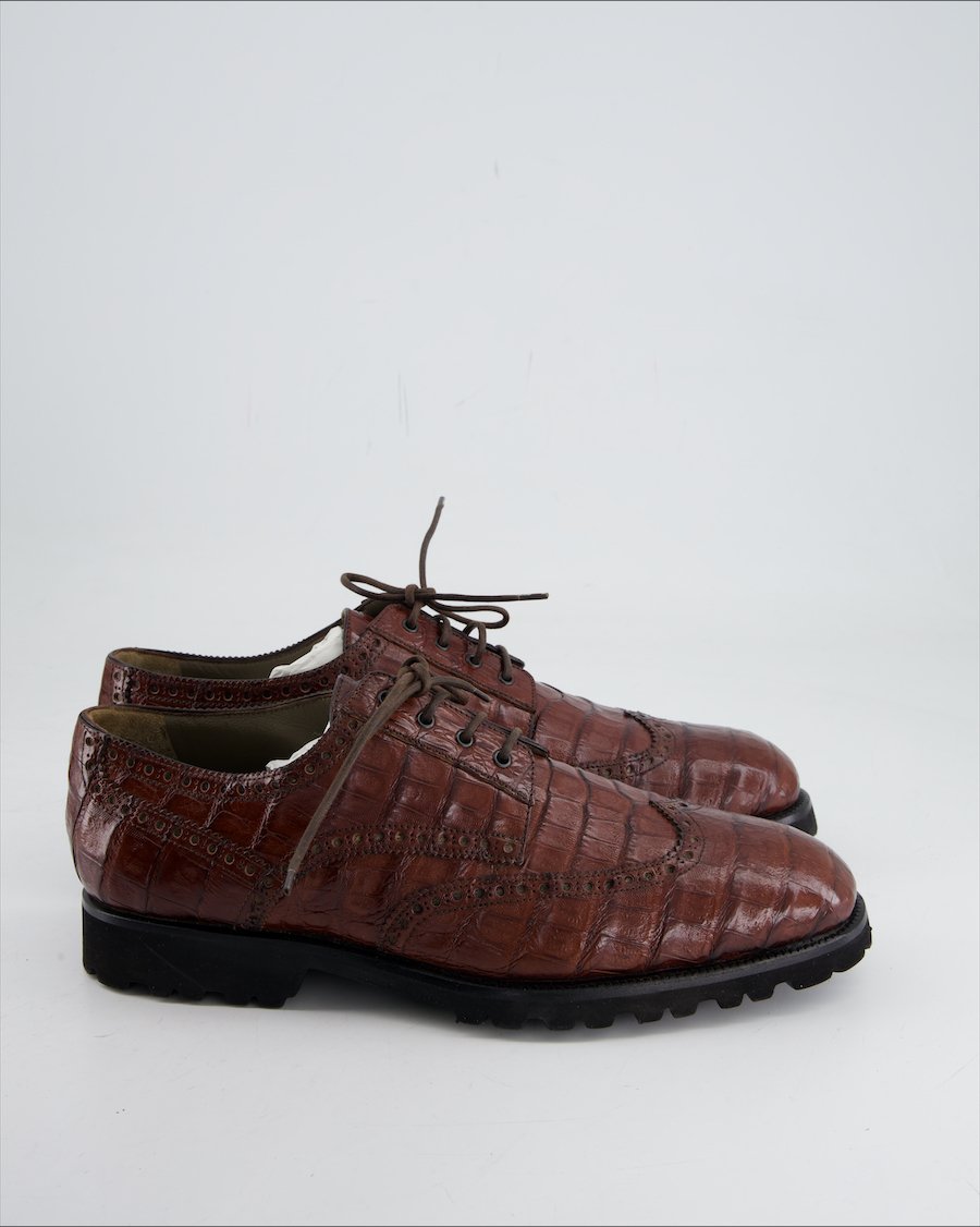 A. Testoni Flat Leather Brown Eu 45.5