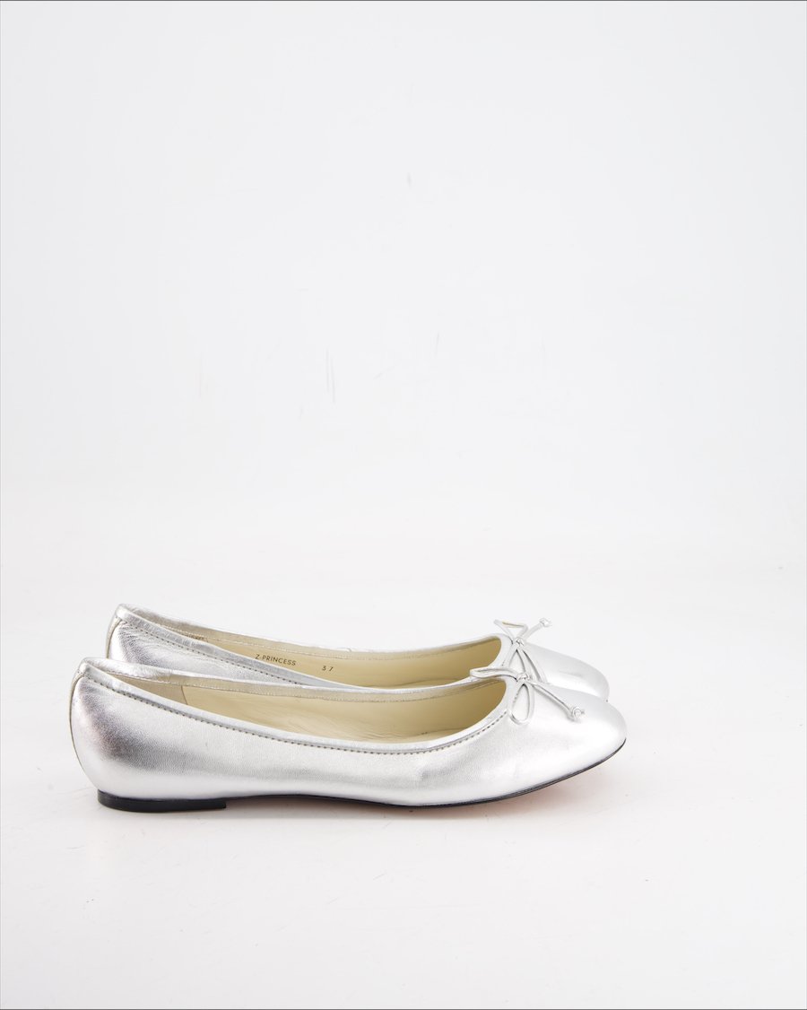 Bally Ballet Flat Leather Silver Eu 37