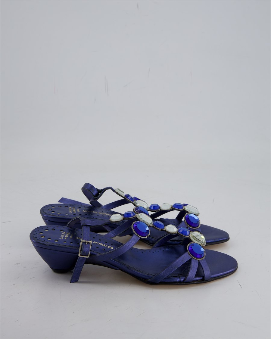 Laura Amat Sandals Leather Blue Eu 38