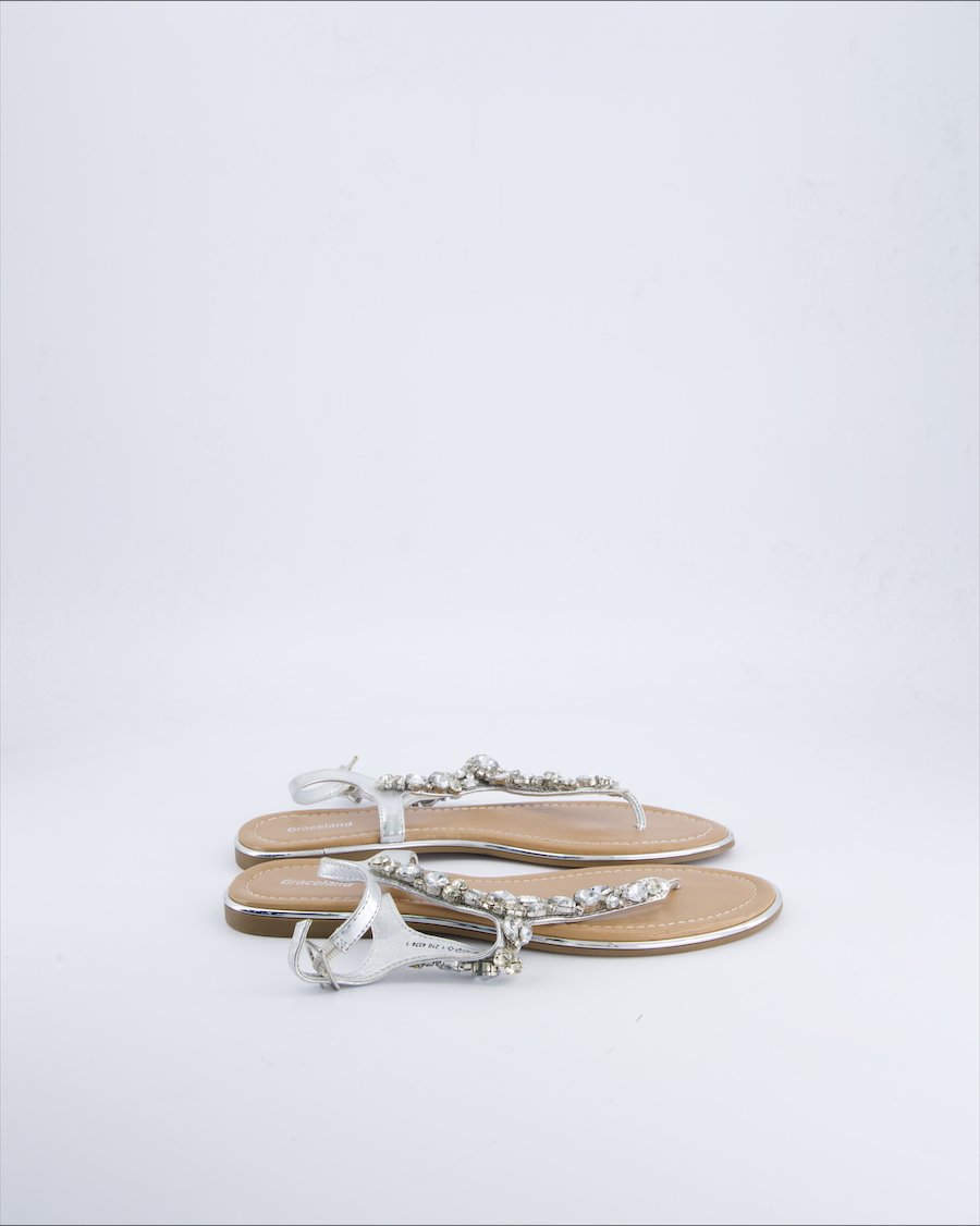 Graceland Sandals Leather Silver 40 EU