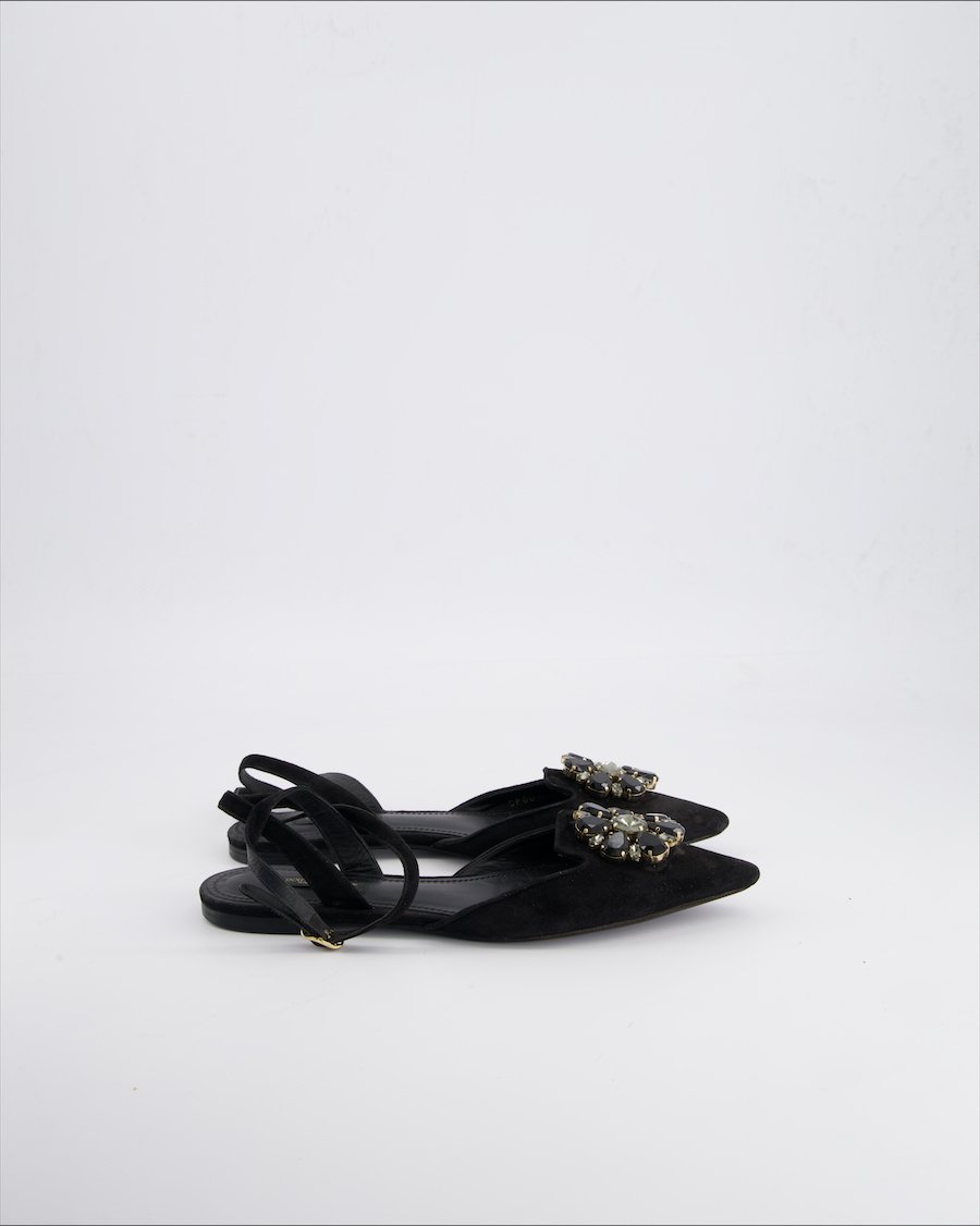 Dolce & Gabbana Sandals Suede Black 37.5 EU