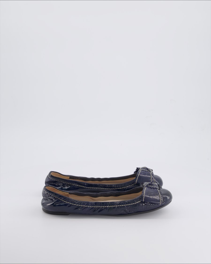Prada Ballerinas Leather Blue 38 EU
