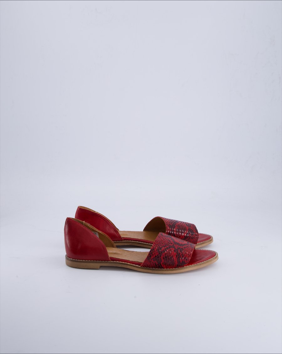 Roberto Santi Sandals Leather Burgundy 39 EU