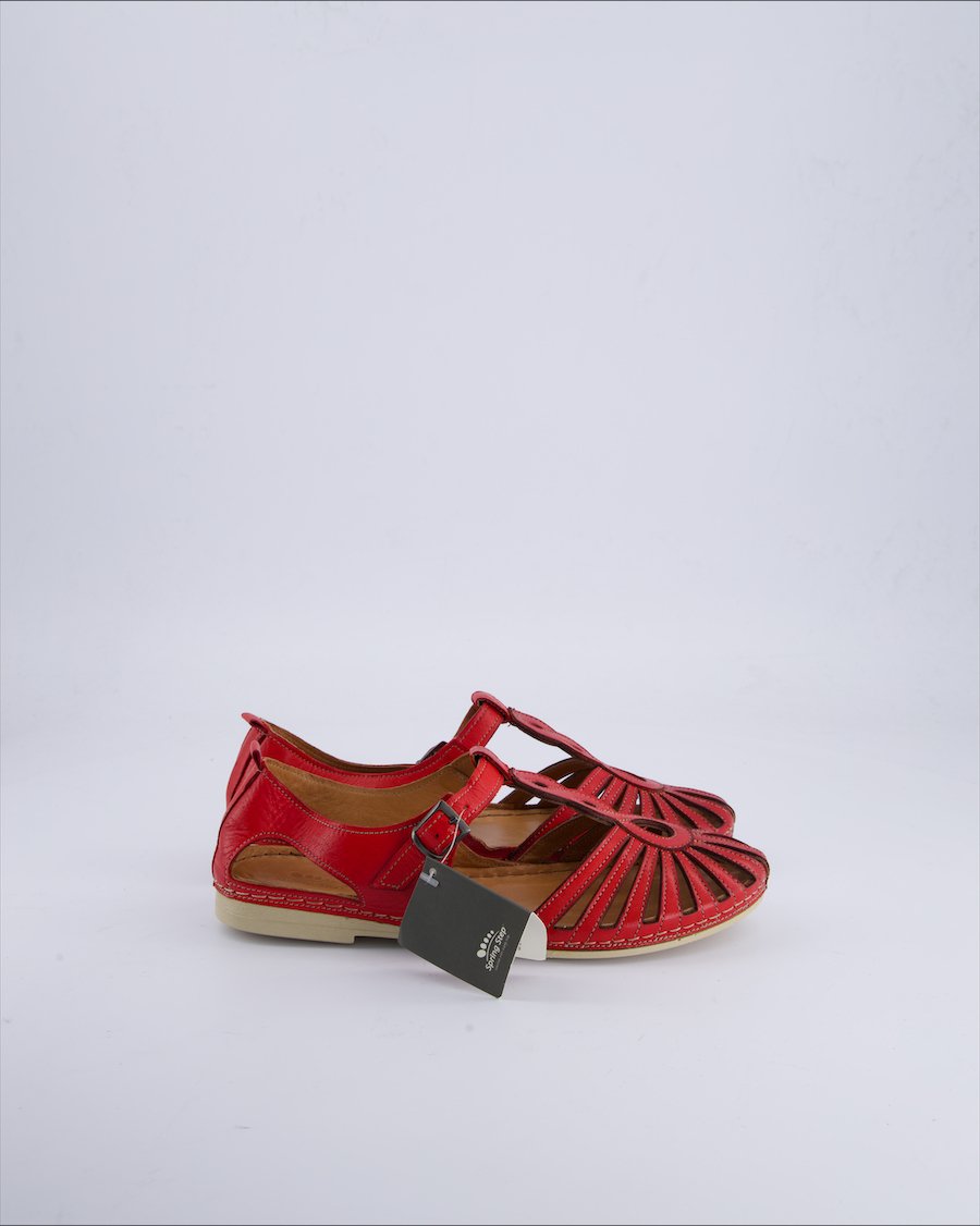 Spring Step Sandals Leather Red 38 EU