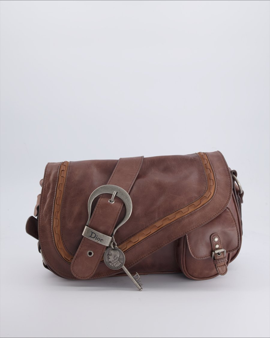 Christian Dior Gaucho Shoulder bags Leather Brown