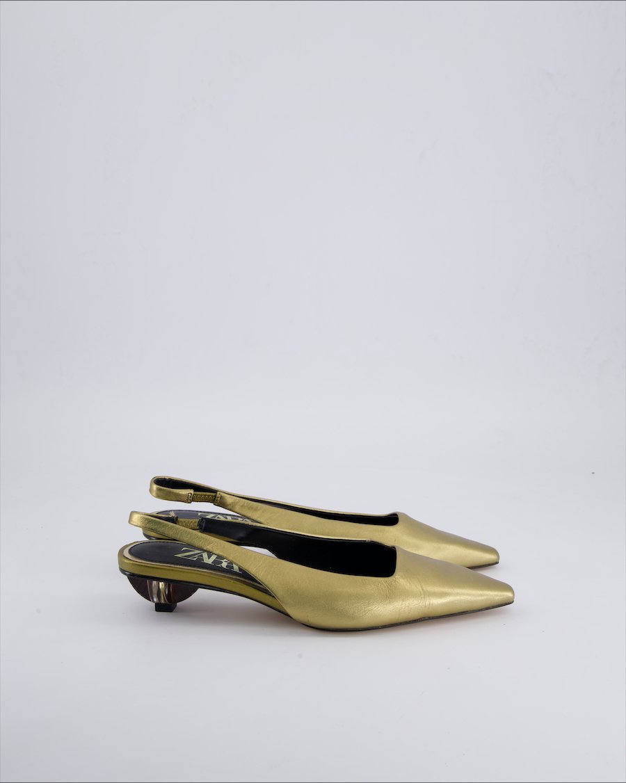 Zara Sandals Polyurethane Gold 36 EU