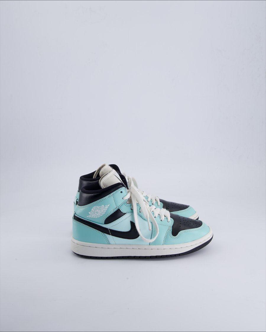 Nike Air Jordan 1 Mid Trainers Leather Turquoise 36.5 EU
