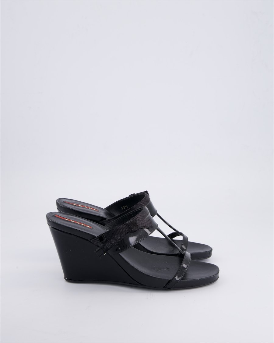 Prada Sandals Leather Black 37.5 EU