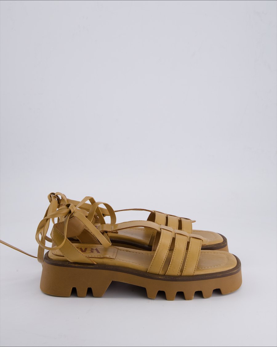Zara Sandals Vegan leather Camel 37 EU