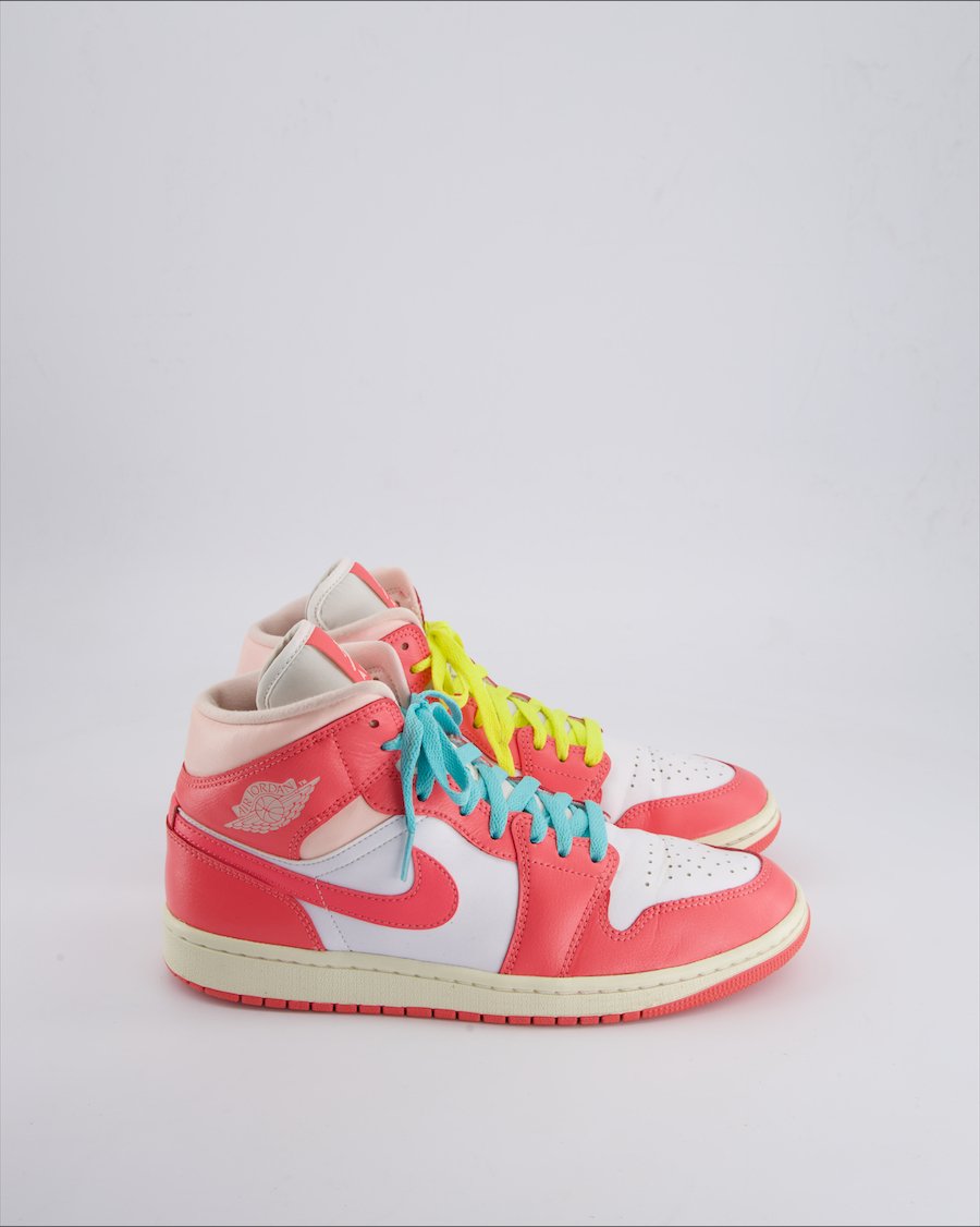 Nike Air Jordan 1 Mid Trainers Leather Pink 40.5 EU