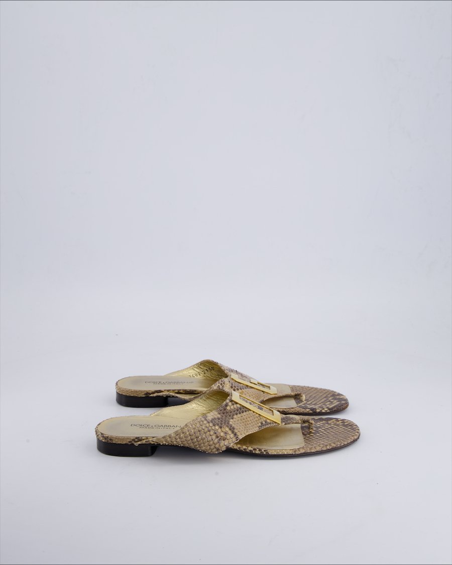 Dolce & Gabbana Sandals Leather Gold 37 EU