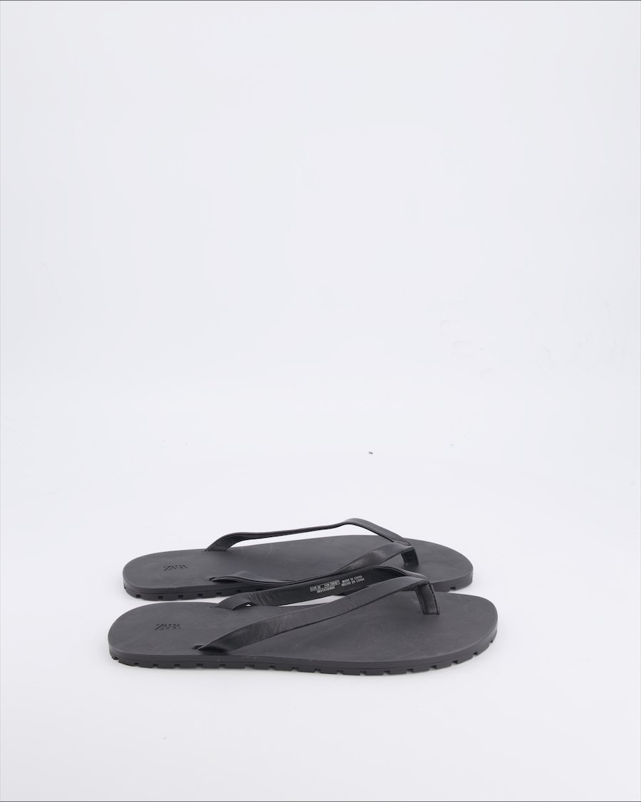 Zara Flip flops Leather Black 39 EU