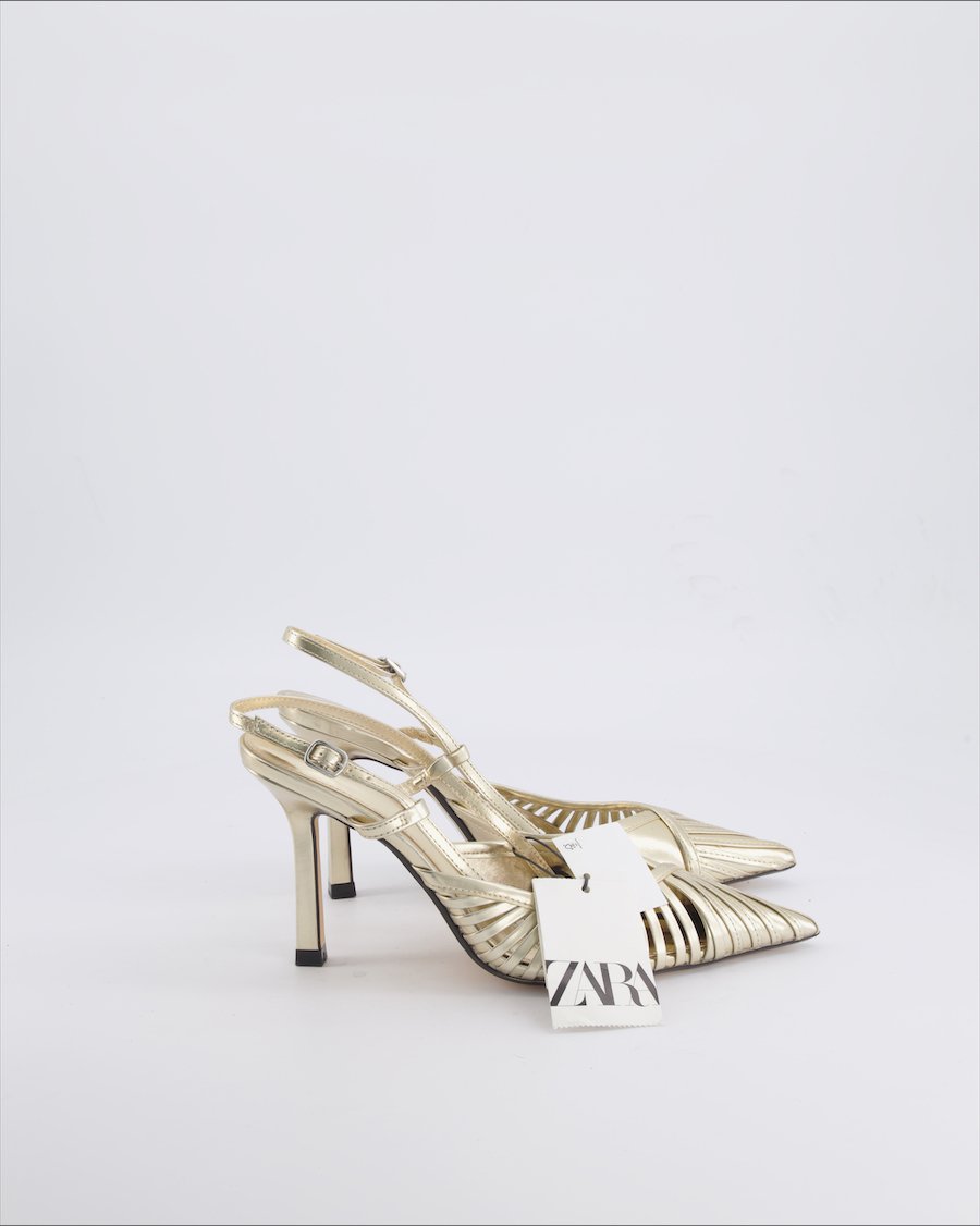Zara Heels Leather Gold 38 EU